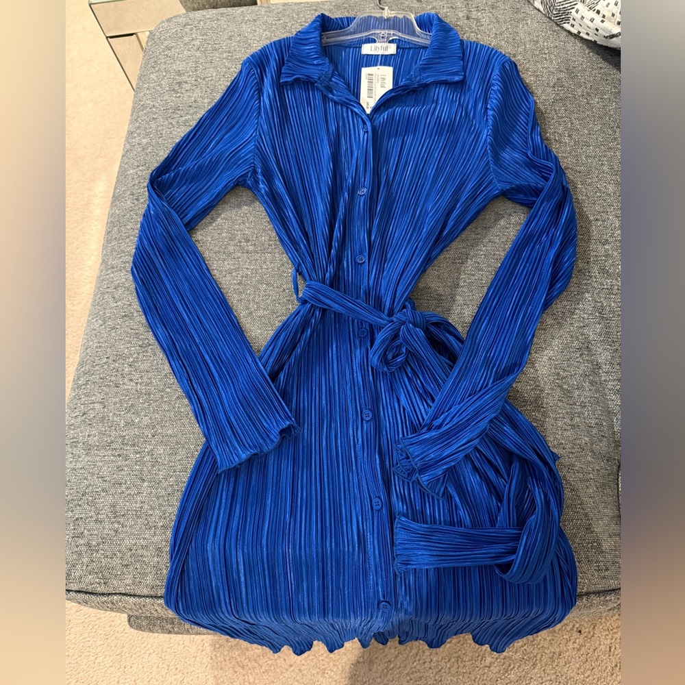 NWT Blue pleated skirt dress.